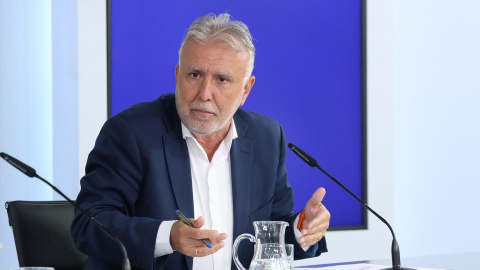 El ministro de Política Territorial y Memoria Democrática, Ángel Víctor Torres; durante la rueda de prensa posterior al Consejo de Ministros, a 1 de septiembre de 2026. El ministro de Política Territorial y Memoria Democrática, Ángel Víctor Torres; durante la rueda de prensa posterior al Consejo de Ministros, a 1 de septiembre de 2026.