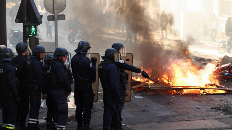 Policías en una nueva protesta en Paris, este domingo. Policías en una nueva protesta en Paris, este domingo.