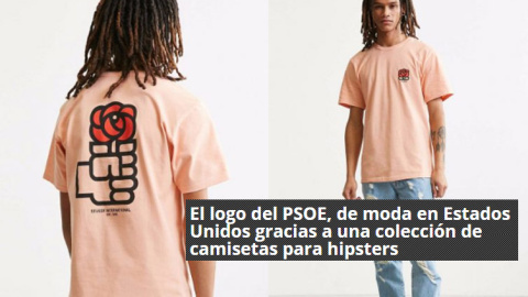 Noticia del logo del PSOE en camisetas de EEUU