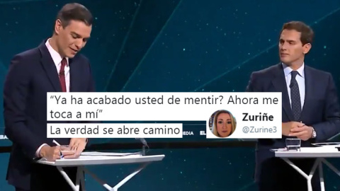 Pedro Sánchez y Albert Rivera, en el debate electoral de Atresmedia