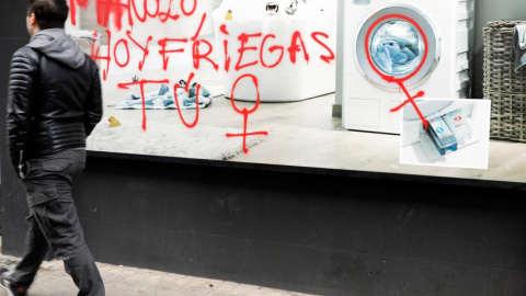 una pintada feminista en una calle de Valéncia. EFE una pintada feminista en una calle de Valéncia. EFE