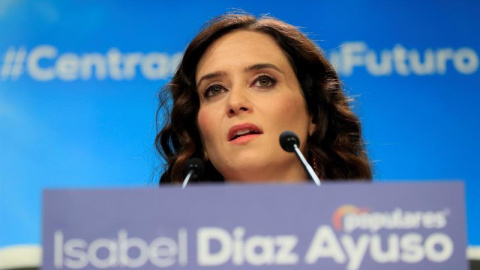 La candidata del PP a la Comunidad de Madrid, Isabel Díaz Ayuso, en la presentación de un manifiesto electoral para los comicios del 26-M. EFE/Fernando Alvarado La candidata del PP a la Comunidad de Madrid, Isabel Díaz Ayuso, en la presentación de un manifiesto electoral para los comicios del 26-M. EFE/Fernando Alvarado
