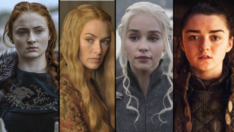 Samsa Stark, Cersei Lannister, Daenerys Targaryen, y Arya Stark. Samsa Stark, Cersei Lannister, Daenerys Targaryen, y Arya Stark.