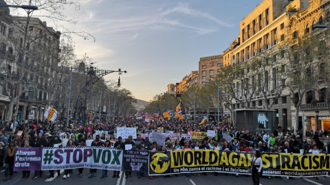 Manifestación en Barcelona convocada por la UCFR en Barcelona, en marzo de 2019, en el marco de la jornada internacional contra el racismo y fascismo, WorldAgainstRacism. Manifestación en Barcelona convocada por la UCFR en Barcelona, en marzo de 2019, en el marco de la jornada internacional contra el racismo y fascismo, WorldAgainstRacism.