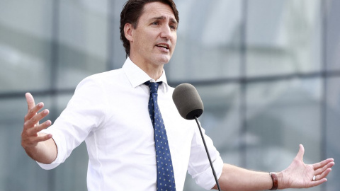 El primer ministro de Canadá, Justin Trudeau, durante un discurso de la campaña electoral.- AFP El primer ministro de Canadá, Justin Trudeau, durante un discurso de la campaña electoral.- AFP