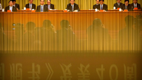 El presidente chino, Xi Jinping, durante un evento para conmemorar el 40 aniversario del "Mensaje a los compatriotas en Taiwán" en el Gran Salón del Pueblo en Beijing. REUTERS/Mark Schiefelbein / Pool El presidente chino, Xi Jinping, durante un evento para conmemorar el 40 aniversario del "Mensaje a los compatriotas en Taiwán" en el Gran Salón del Pueblo en Beijing. REUTERS/Mark Schiefelbein / Pool