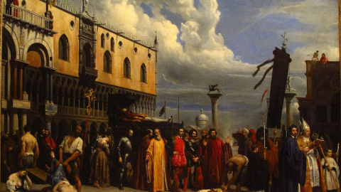 'Homenaje fúnebre a Tiziano, muerto en Venecia durante la peste de 1576', de Alexandre Hesse. 'Homenaje fúnebre a Tiziano, muerto en Venecia durante la peste de 1576', de Alexandre Hesse.