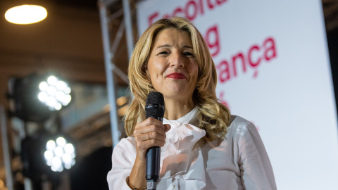 Yolanda Diaz participa en un acto de SUMAR en Tarragona La vicepresidenta segunda y ministra de Trabajo y Economía Social, Yolanda Díaz, interviene durante un acto de SUMAR en Recinto Ferial, a 10 de enero de 2023, en Tarragona, Catalunya (España).- EUROPA PRESS