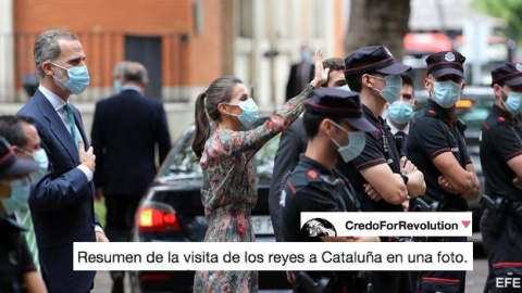 Visita de los reyes al Monasterio de Santa María de Poblet. / EFE