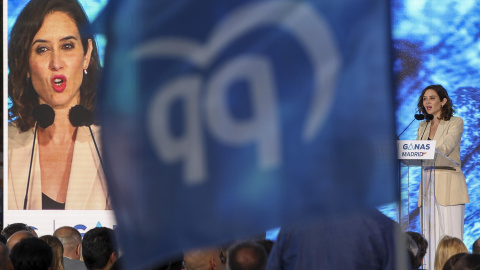 La presidenta de la Comunidad de Madrid, Isabel Díaz Ayuso, participa este jueves en Madrid en el acto de apertura de campaña del Partido Popular de Madrid. EFE/Kiko Huesca La presidenta de la Comunidad de Madrid, Isabel Díaz Ayuso, participa este jueves en Madrid en el acto de apertura de campaña del Partido Popular de Madrid. EFE/Kiko Huesca