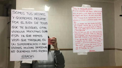 Algunos vecinos piden a sanitarios o cajeras de supermercado que dejen sus casas Algunos vecinos piden a sanitarios o cajeras de supermercado que dejen sus casas