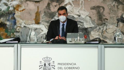 Weekly cabinet meeting in Madrid Spain's Prime Minister Pedro Sanchez looks on as he presides over a weekly cabinet meeting at the Moncloa Palace in Madrid, Spain, February 2, 2021. REUTERS/Sergio Perez/Pool
