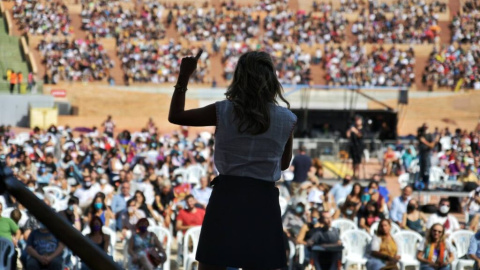 Discurso de Yolanda Díaz, vicepresidenta del Gobierno, en la fiesta que conmemoraba el centenario del PCE de este 2021 en Madrid.- DANI GAGO Discurso de Yolanda Díaz, vicepresidenta del Gobierno, en la fiesta que conmemoraba el centenario del PCE de este 2021 en Madrid.- DANI GAGO