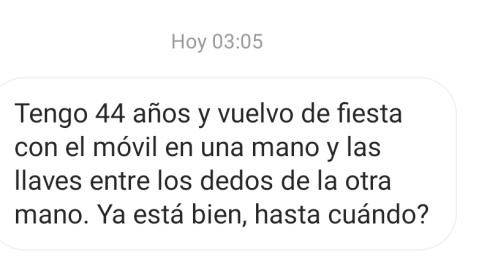 Imagen del mensaje enviado por la mujer de 44 años