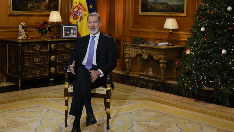 El rey Felipe VI, durante su discurso de Navidad. - EFE/ Ballesteros El rey Felipe VI, durante su discurso de Navidad. - EFE/ Ballesteros