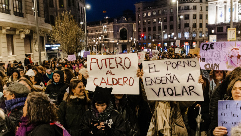Manifestación feminista bajo el lema, ‘La prostitución no es un trabajo, ¡Abolición ya!’, en Madrid.Carlos Luján / Europa Press Manifestación feminista bajo el lema, ‘La prostitución no es un trabajo, ¡Abolición ya!’, en Madrid.Carlos Luján / Europa Press