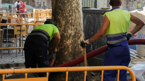 Imagen de archivo de dos obreros trabajando, en Madrid. - EUROPA PRESS Imagen de archivo de dos obreros trabajando, en Madrid. - EUROPA PRESS