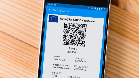 Montaje de certificado COVID (Elaboración propia) Montaje de certificado COVID (Elaboración propia)