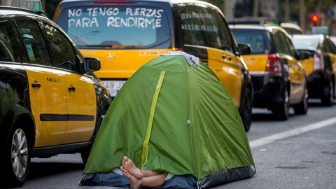 Los taxistas protestas en Barcelona. EFE Los taxistas protestas en Barcelona. EFE