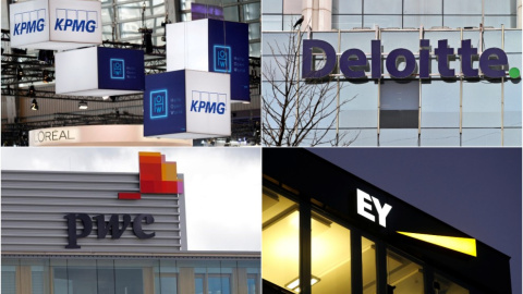 Los logos de las cuatro grandes compañías de auditoría y consultoría del mundo, conocidas como las 'Big Four': KPMG, Deloitte, PricewaterhouseCoopers (PwC) y Ernst&Young (EY). -REUTERS Los logos de las cuatro grandes compañías de auditoría y consultoría del mundo, conocidas como las 'Big Four': KPMG, Deloitte, PricewaterhouseCoopers (PwC) y Ernst&Young (EY). -REUTERS