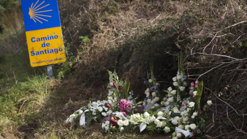 Flores dejadas en el lugar donde se produjo la muerte de Jéssica Méndez de 29 años, en la localidad pontevedresa de Barro. EFE/ Salvador Sas Flores dejadas en el lugar donde se produjo la muerte de Jéssica Méndez de 29 años, en la localidad pontevedresa de Barro. EFE/ Salvador Sas