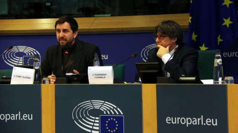 Toni Comín i Carles Puigdemont al Parlament Europeu, en una imatge d'arxiu. — Nazaret Romero / NAZARET ROMERO
<p> Toni Comín i Carles Puigdemont al Parlament Europeu, en una imatge d'arxiu. — Nazaret Romero / NAZARET ROMERO