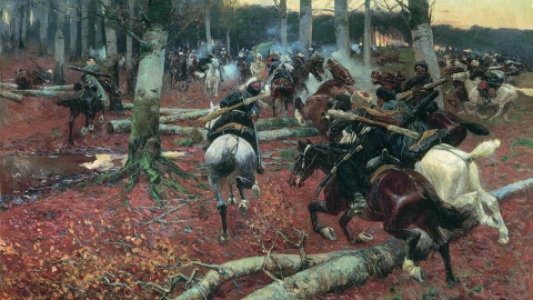 Escena de la Guerra del Cáucaso, de Franz Roubaud. Escena de la Guerra del Cáucaso, de Franz Roubaud.