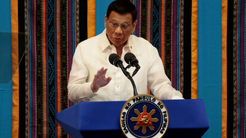 El presidente de Filipinas, Rodrigo Duterte, durante una rueda de prensa. REUTERS El presidente de Filipinas, Rodrigo Duterte, durante una rueda de prensa. REUTERS