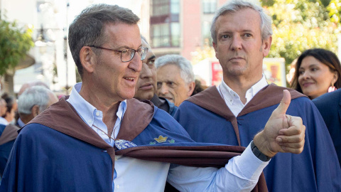Feijóo y el presidente de la Xunta, Alfonso Rueda, en la Festa do Albariño de Cambados (Pontevedra). – Salvador Sas / EFE Feijóo y el presidente de la Xunta, Alfonso Rueda, en la Festa do Albariño de Cambados (Pontevedra). – Salvador Sas / EFE