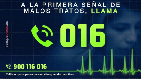 016. Teléfono de atención a víctimas de violencia de género. Es gratuito y no deja rastro en la factura telefónica. /EUROPA PRESS 016. Teléfono de atención a víctimas de violencia de género. Es gratuito y no deja rastro en la factura telefónica. /EUROPA PRESS