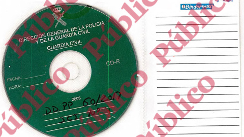 Imagen del CD Rom grabado por la Guardia Civil, con su carátula vacía, sin reseñar los contenidos, tal como aparece en la versión digital del sumario del 17-A. Imagen del CD Rom grabado por la Guardia Civil, con su carátula vacía, sin reseñar los contenidos, tal como aparece en la versión digital del sumario del 17-A.