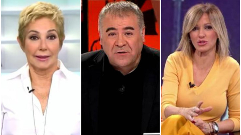 De izquierda a derecha: Ana Rosa Quintana, Antonio García Ferreras y Susanna Griso De izquierda a derecha: Ana Rosa Quintana, Antonio García Ferreras y Susanna Griso