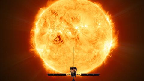 Una imagen puesta a disposición por la ESA muestra una ilustración de la nave espacial Solar Orbiter de la ESA (Agencia Espacial Europea). ESA Una imagen puesta a disposición por la ESA muestra una ilustración de la nave espacial Solar Orbiter de la ESA (Agencia Espacial Europea). ESA