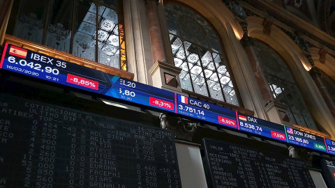 Panel de cotización del Ibex. (EFE) Panel de cotización del Ibex. (EFE)