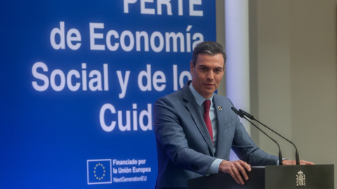 El presidente del Gobierno, Pedro Sánchez, clausura el acto de presentación del plan estratégico para la recuperación y transformación económica (PERTE) de Economía Social y de los Cuidados, en el Complejo de La Moncloa, a 27 de mayo de 2022, en M El presidente del Gobierno, Pedro Sánchez, clausura el acto de presentación del plan estratégico para la recuperación y transformación económica (PERTE) de Economía Social y de los Cuidados, en el Complejo de La Moncloa, a 27 de mayo de 2022, en Ma