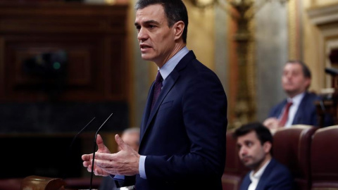 El presidente del Gobierno, Pedro Sánchez, durante su comparecencia este miércoles en el Congreso de los Diputados. EFE El presidente del Gobierno, Pedro Sánchez, durante su comparecencia este miércoles en el Congreso de los Diputados. EFE