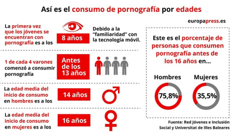Algunas de las principales conclusiones del estudio  'Nueva pornografía y cambios en las relaciones interpersonales'. (EP)