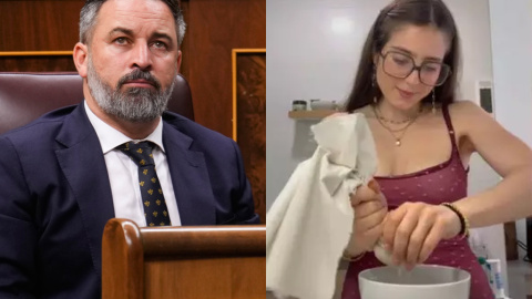 Combo de imágenes del líder de Vox, Santiago Abascal, y la 'tiktoker' Roro.