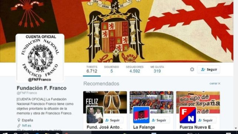 Perfil de Twitter de la Fundación Nacional Francisco Franco. Perfil de Twitter de la Fundación Nacional Francisco Franco.