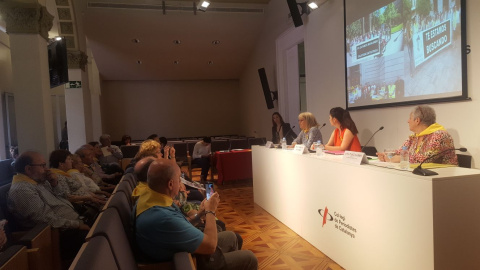 La roda de premsa de presentació de la campanya, feta al Col·legi de Periodistes. FLOR RAGUCCI