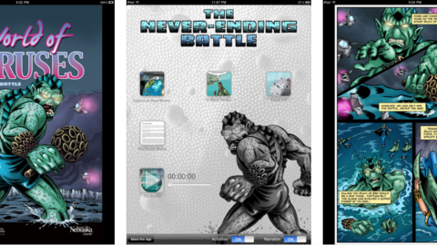 Cómic interactivo ‘La batalla sin fin (virus del océano). / © Brent Schoonover, Angie Fox y Tom Floyd (Museo Estatal de la Universidad de Nebraska)