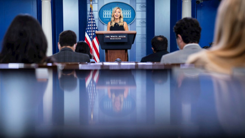 La secretaria de prensa de la Casa Blanca, Kayleigh McEnany. EFE /Sarah Silbiger La secretaria de prensa de la Casa Blanca, Kayleigh McEnany. EFE /Sarah Silbiger