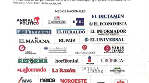 Titulado "Basta ya", el pronunciamiento se publica este miércoles y lo firman una cuarentena de medios de comunicación entre periódicos, cadenas de televisión, emisoras de radio y agencias de noticias. EFE/Mario Guzmán