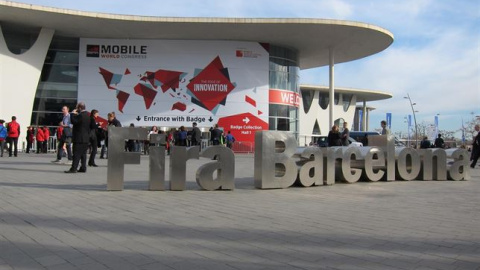 La entrada del Mobile World Congress, en la Fira, en su última edición. E.P. La entrada del Mobile World Congress, en la Fira, en su última edición. E.P.