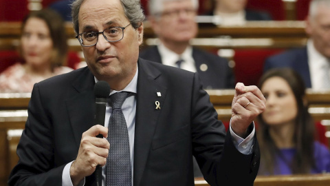 12/02/2020.- El presidente de la Generalitat, Quim Torra, durante la sesión de control al Govern en el pleno del Parlament. EFE/Andreu Dalmau 12/02/2020.- El presidente de la Generalitat, Quim Torra, durante la sesión de control al Govern en el pleno del Parlament. EFE/Andreu Dalmau