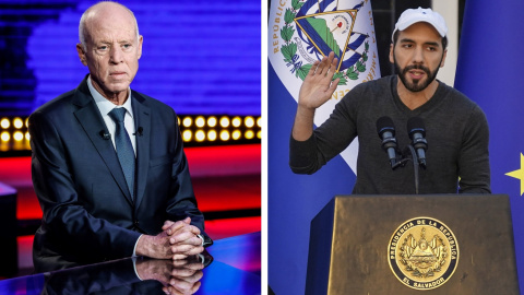 A la izquierda el presidente de Túnez, Kais Saied, y a la derecha el presidente de El Salvador, Nayib Bukele. Fotos: Europa Press A la izquierda el presidente de Túnez, Kais Saied, y a la derecha el presidente de El Salvador, Nayib Bukele. Fotos: Europa Press