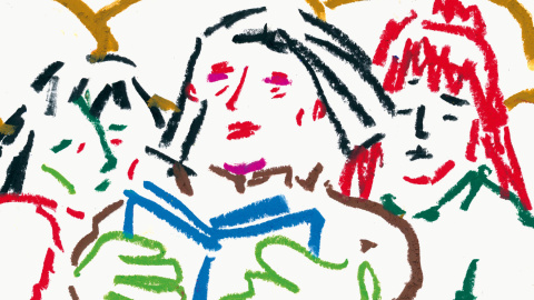 Dibujo de la ilustradora 'Tuchi yayayay' acerca del encuentro con las mujeres presas de Estremera. Dibujo de la ilustradora 'Tuchi yayayay' acerca del encuentro con las mujeres presas de Estremera.