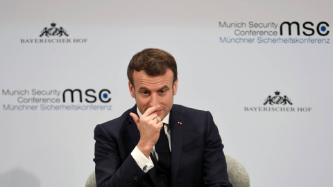 El presidente francés Emmanuel Macron durante una conferencia en Munich el 15 de febrero. /REUTERS El presidente francés Emmanuel Macron durante una conferencia en Munich el 15 de febrero. /REUTERS