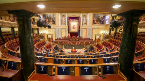 Vista del hemiciclo vacío del Congreso de los Diputados. E.P./Ricardo Rubio Vista del hemiciclo vacío del Congreso de los Diputados. E.P./ Ricardo Rubio