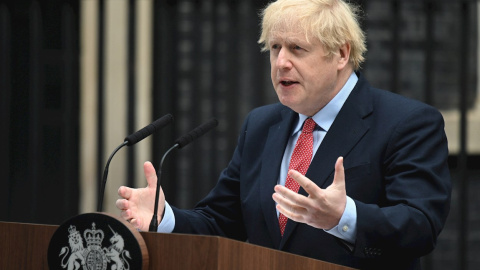 27/04/2020.- El primer ministro británico, Boris Johnson, en su primera comparecencia tras superar la covid-19. / EFE - NEIL HALL 27/04/2020.- El primer ministro británico, Boris Johnson, en su primera comparecencia tras superar la covid-19. / EFE - NEIL HALL